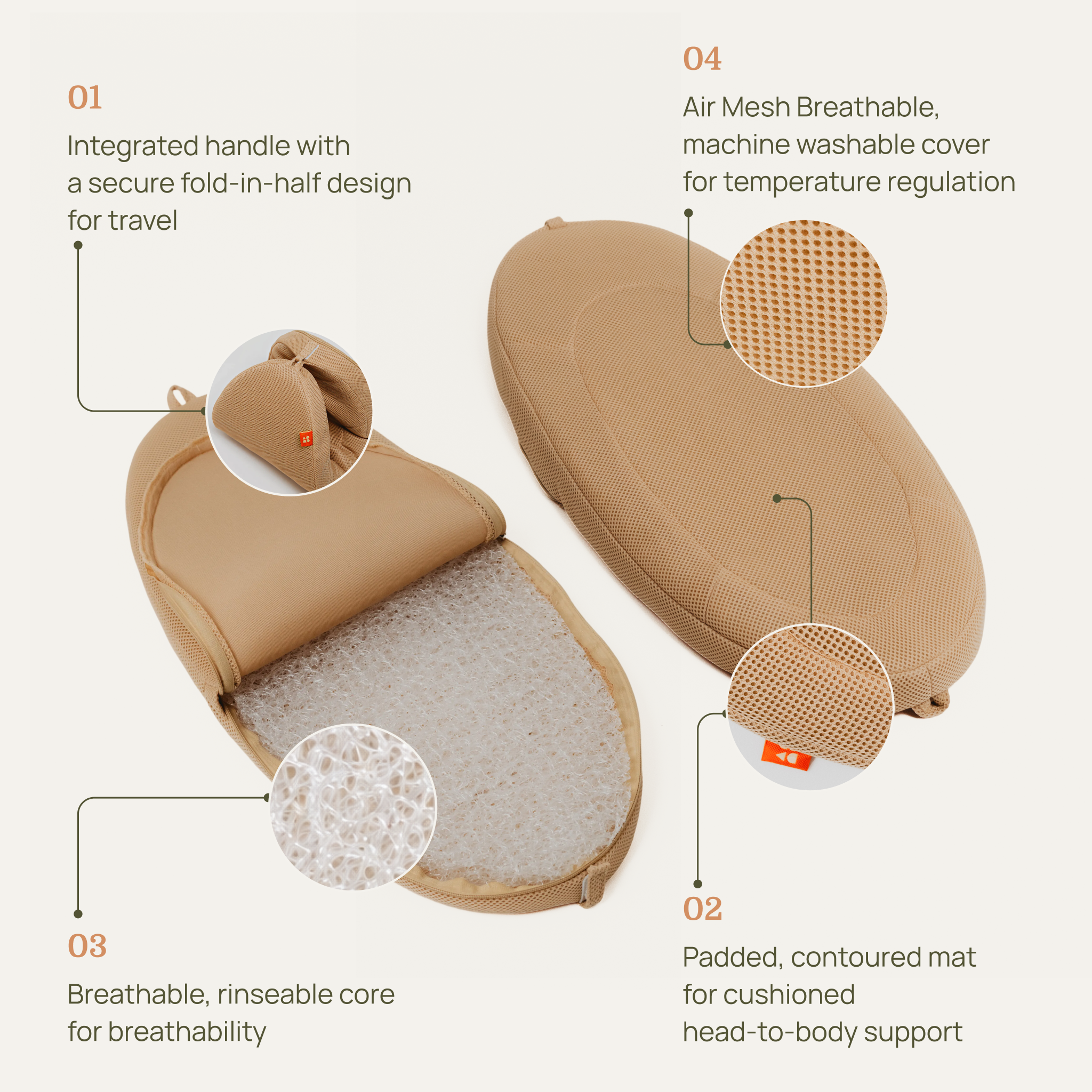 PRE-ORDER The Padded Travel Baby Mat (Sand)