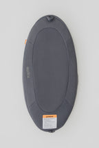 Gray travel changing pad unfolded showing soft cushioned changing surface